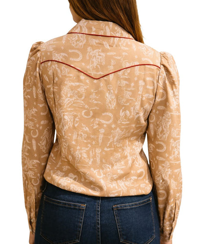 Howdy Hanny Women's Cowboy Feather Snap Shirt