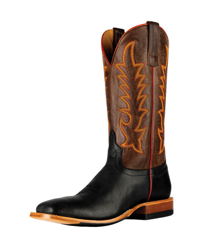 Black Leather Vamp And A Brown Leather Shaft With Contrast Western Stitching