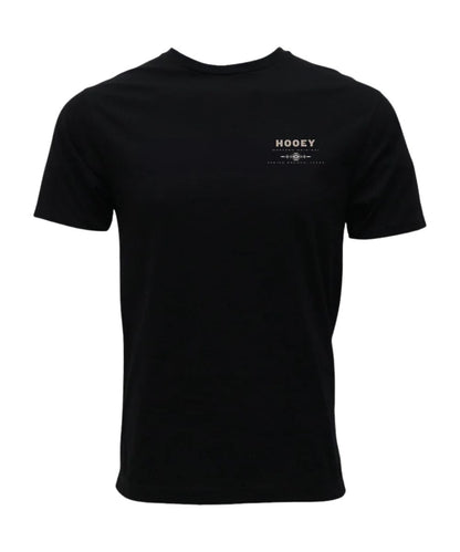 Front view of the boy's Hooey Peyote Black Tee featuring the small logo screen print on the left chest