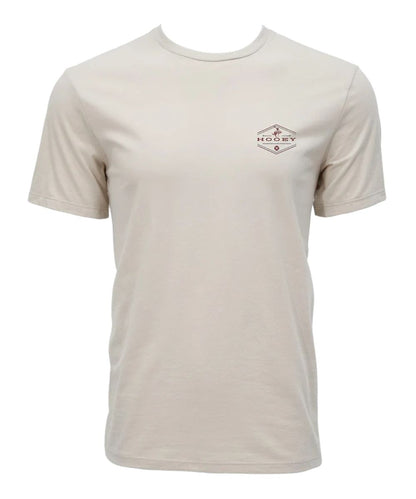A light beige short-sleeve crewneck t-shirt with a small Hooey brand logo printed on the left chest, displayed on a white background.