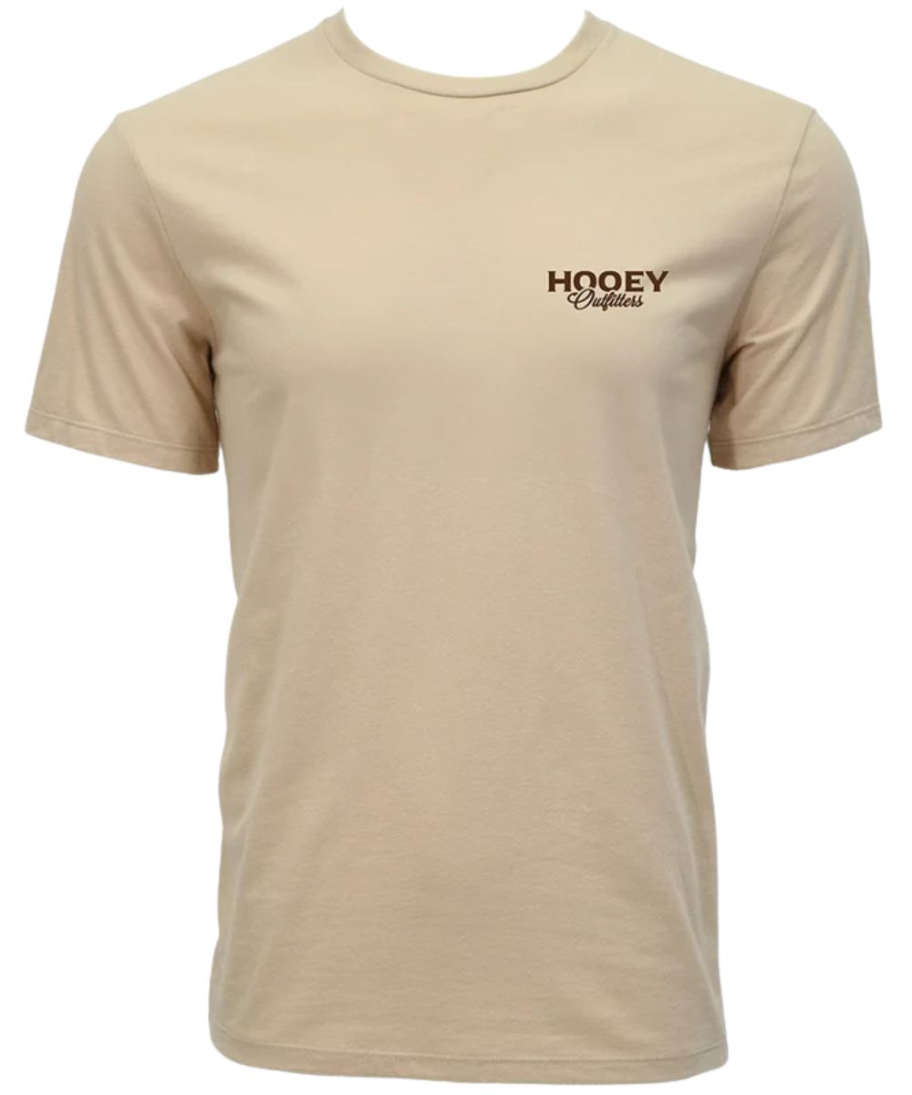 Front view of the boy's tan graphic tee