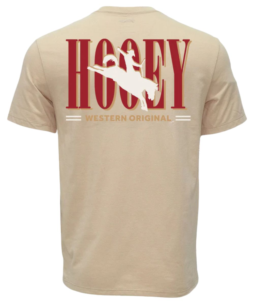 Back view of the cotton-poly men's tan wild ride graphic tee