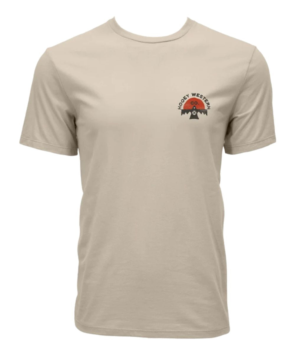 A beige short-sleeve crewneck t-shirt with a small 'World Western' logo printed on the left chest, displayed on a clean white background.