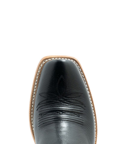 Close-up view of the black cutter toe