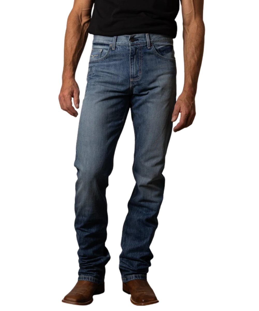 Men's Mid-Low Rise Straight Boot Jean In A Mid Wash