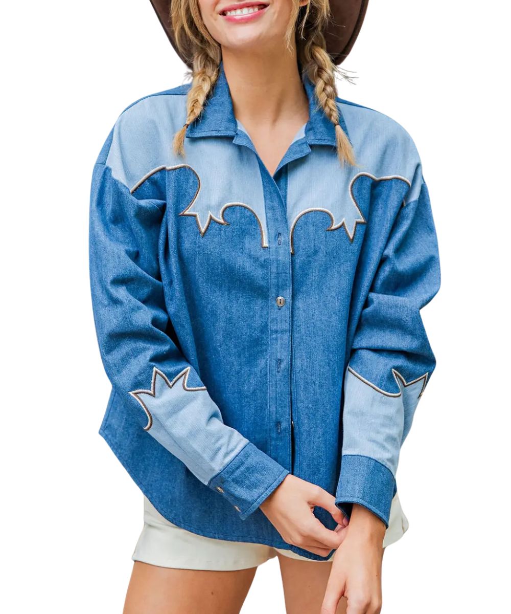 Eesome Women's Denim Button Down Shirt
