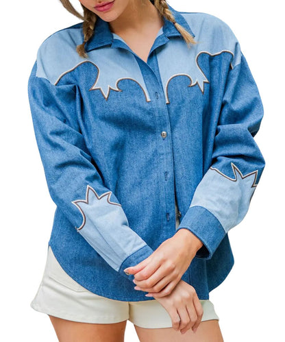 Eesome Women's Denim Button Down Shirt