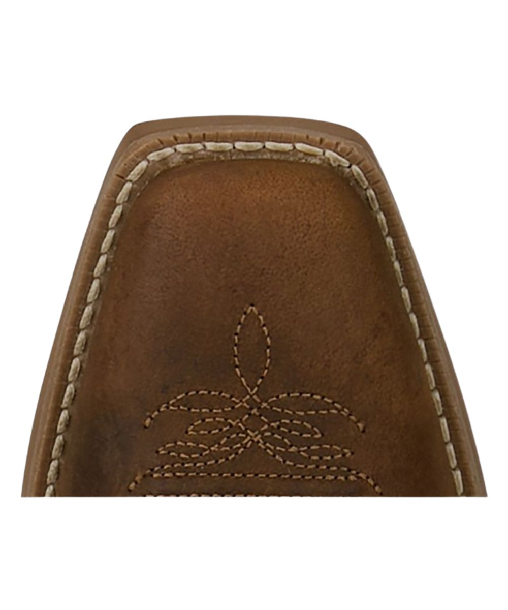 Close-up view of the square toe