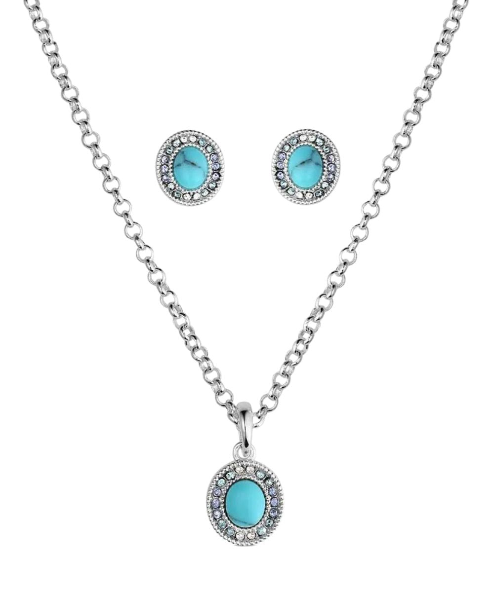 Women's Silver Earrings And Necklace Jewelry Set