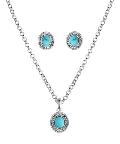 Women's Silver Earrings And Necklace Jewelry Set