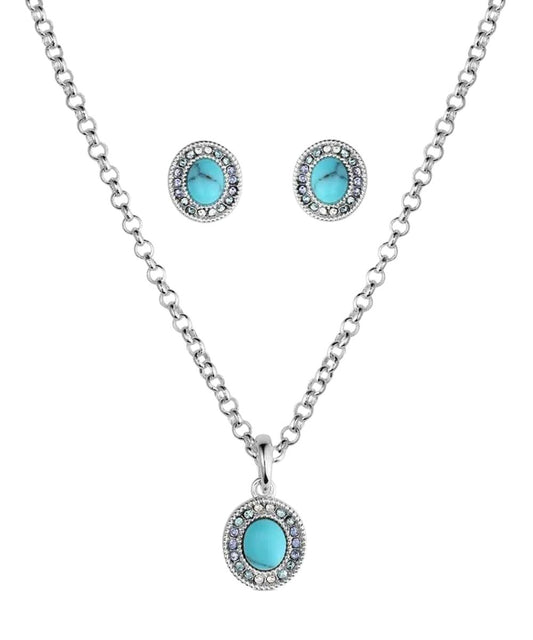Women's Silver Earrings And Necklace Jewelry Set