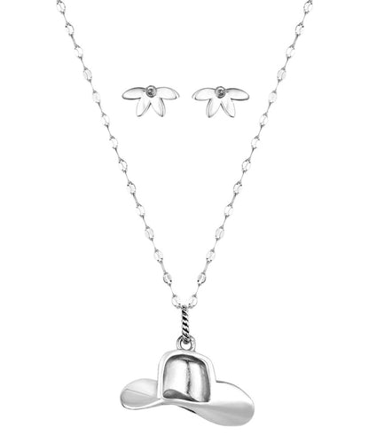 Back view of the women's silver jewelry set