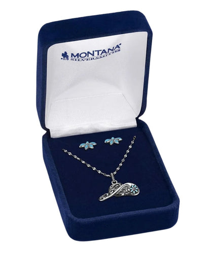 Boxed view of the women's under the brim jewelry set