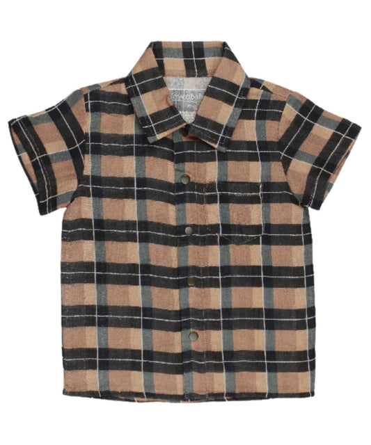 L'oved Baby Toddler Boys' Plaid Snap Shirt