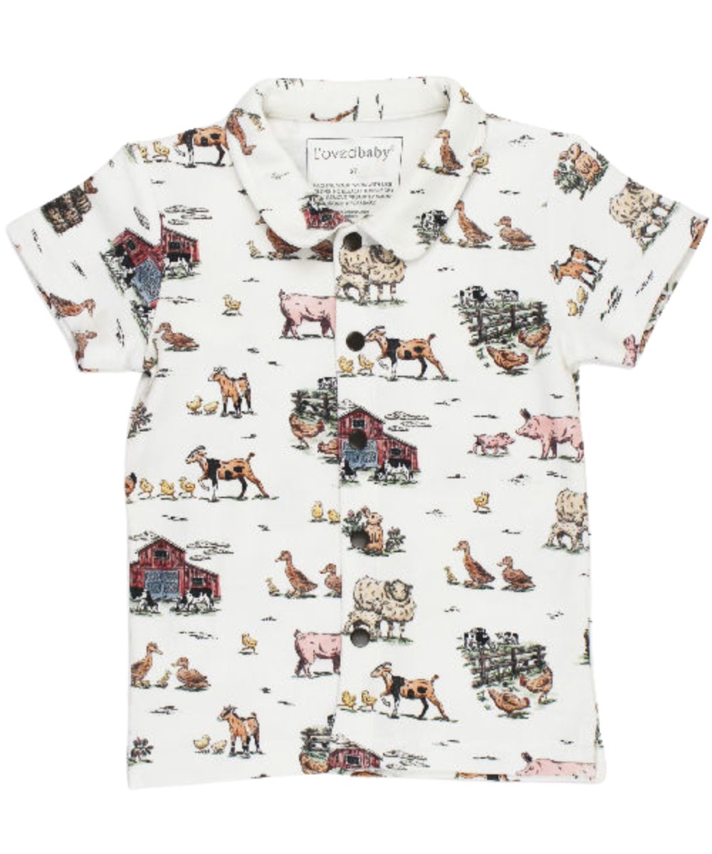 L'oved Baby Toddler Boys' Farm Friends Snap Shirt