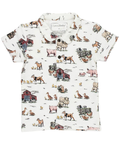 L'oved Baby Toddler Boys' Farm Friends Snap Shirt