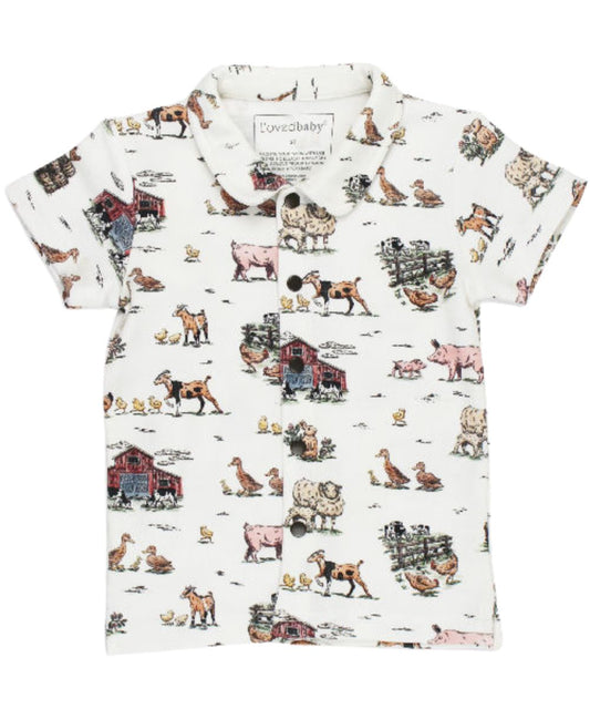 L'oved Baby Toddler Boys' Farm Friends Snap Shirt