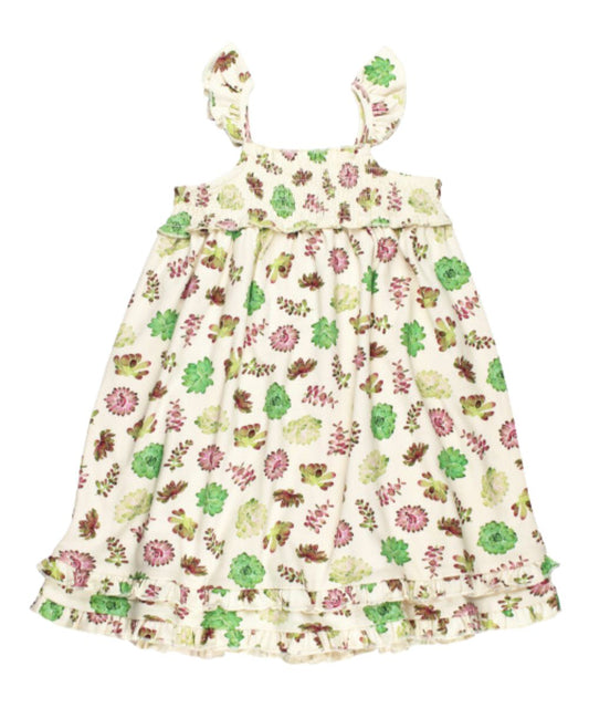 Toddler Girl's Succulent Summer Dress Made From Organic Cotton
