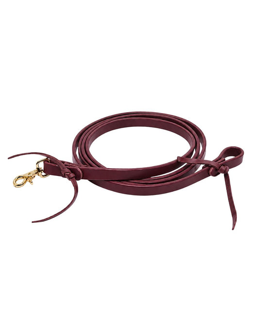 Flat Burgundy Leather Roping Reins