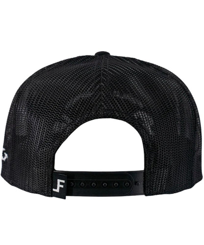 Back view of the Lane Frost black cap featuring the adjustable snapback closure