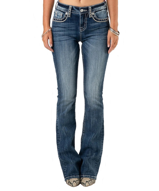 Miss Me Women's Saddle Stitch Bootcut Jean