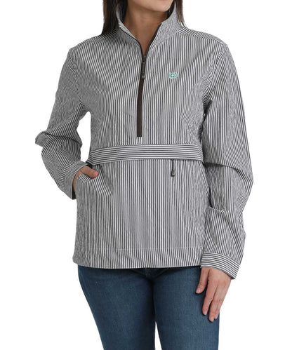 Cinch Women's Brown Striped 1/2 Zip Pullover