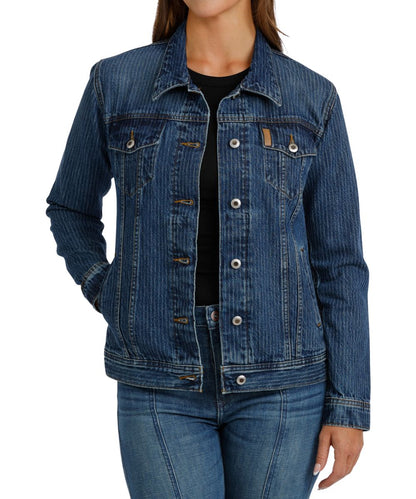 Cinch Women's Cable Striped Denim Trucker Jacket