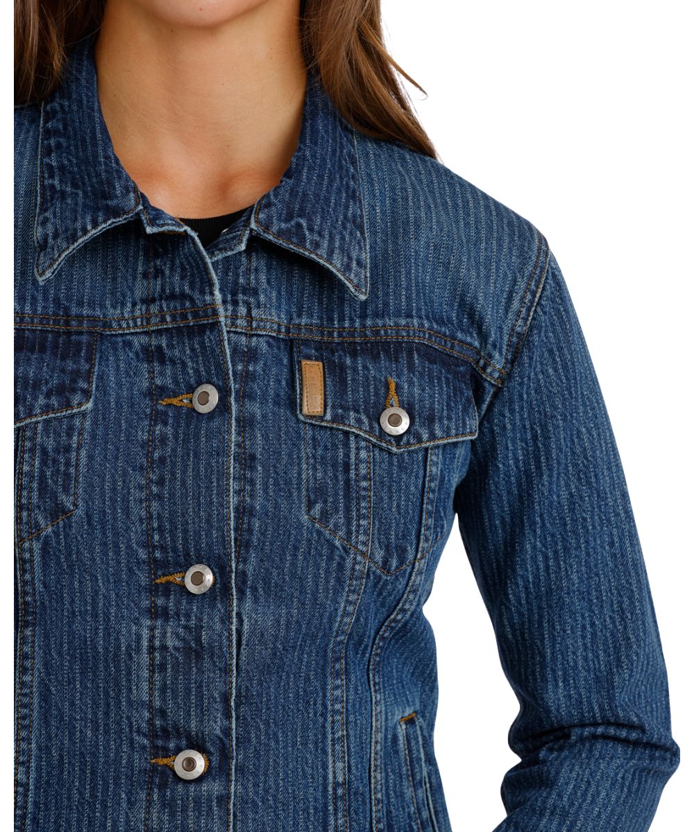 Cinch Women's Cable Striped Denim Trucker Jacket