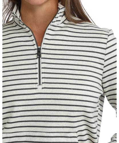 Close-up view of the contrast horizontal striped print