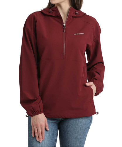 Cinch Women's Burgundy1/2 Zip Windbreak Pullover