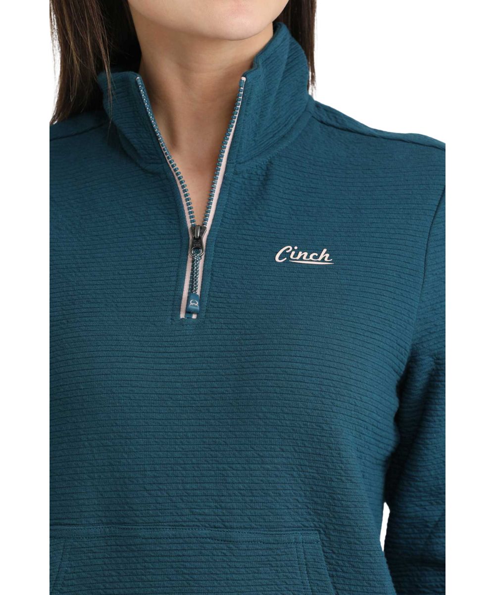 Cinch Women's Teal 1/4 Zip Pullover