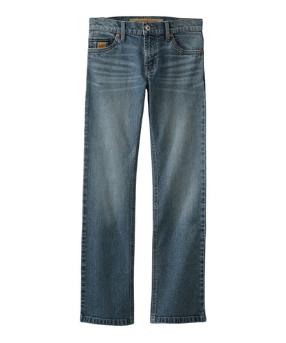 Front view of the little boy's relaxed boot cut jean