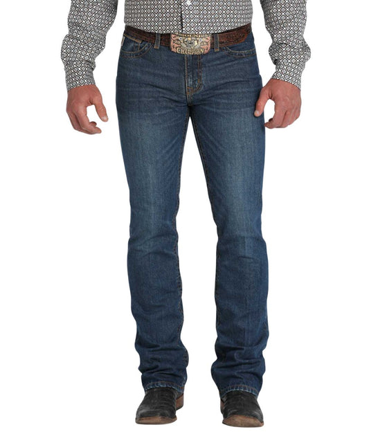 Men's Slim Fit Boot Cut Ian Jean In A Dark Stonewash