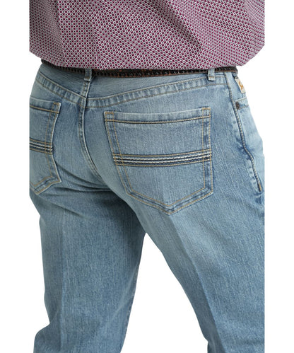 Close-up view of the tonal embroidered back pockets