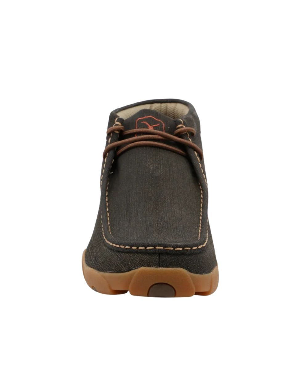 Front view featuring the round moc toe