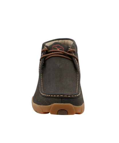 Front view featuring the round moc toe