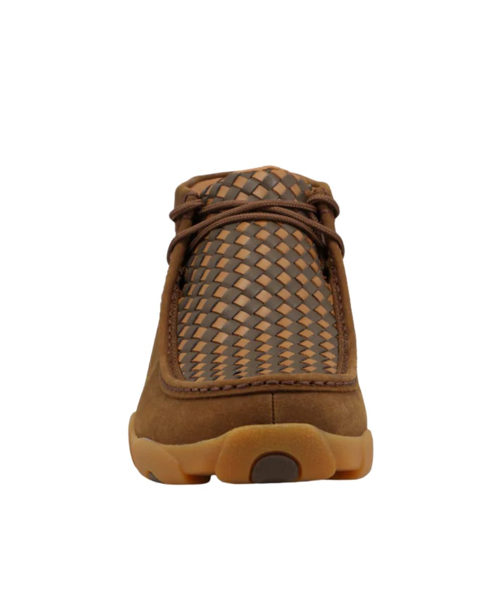 Front facing view featuring the round moc toe