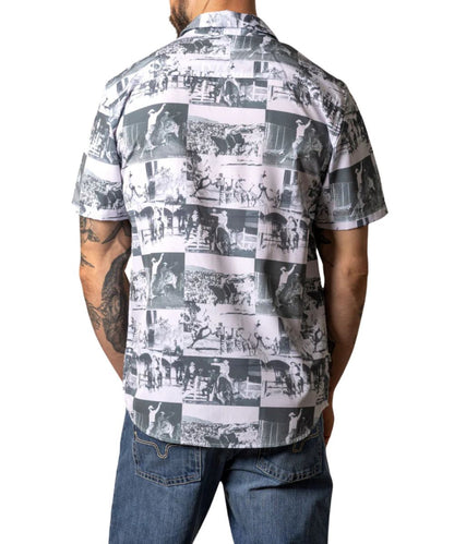 Men's Short Sleeve Button Down Shirt Featuring A Ventilated Mesh Back Yoke