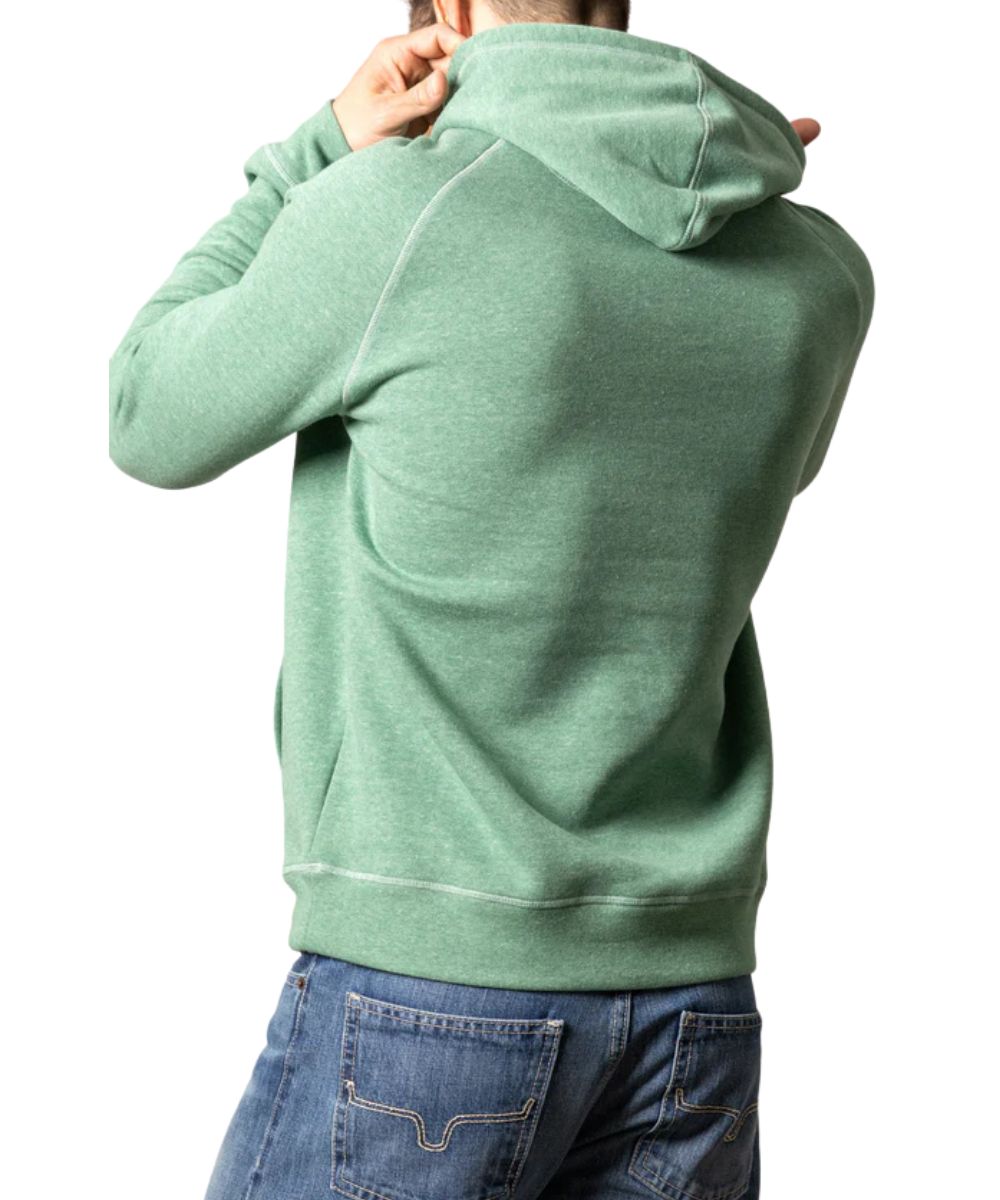 Back View Of The Men's Green Heather Logo Hoodie