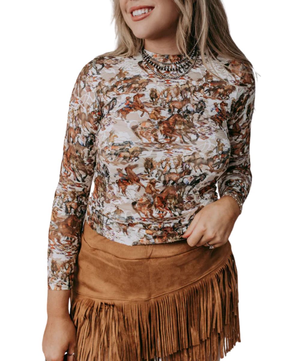 Merigold Kiss Women's Buckaroo Lace Top