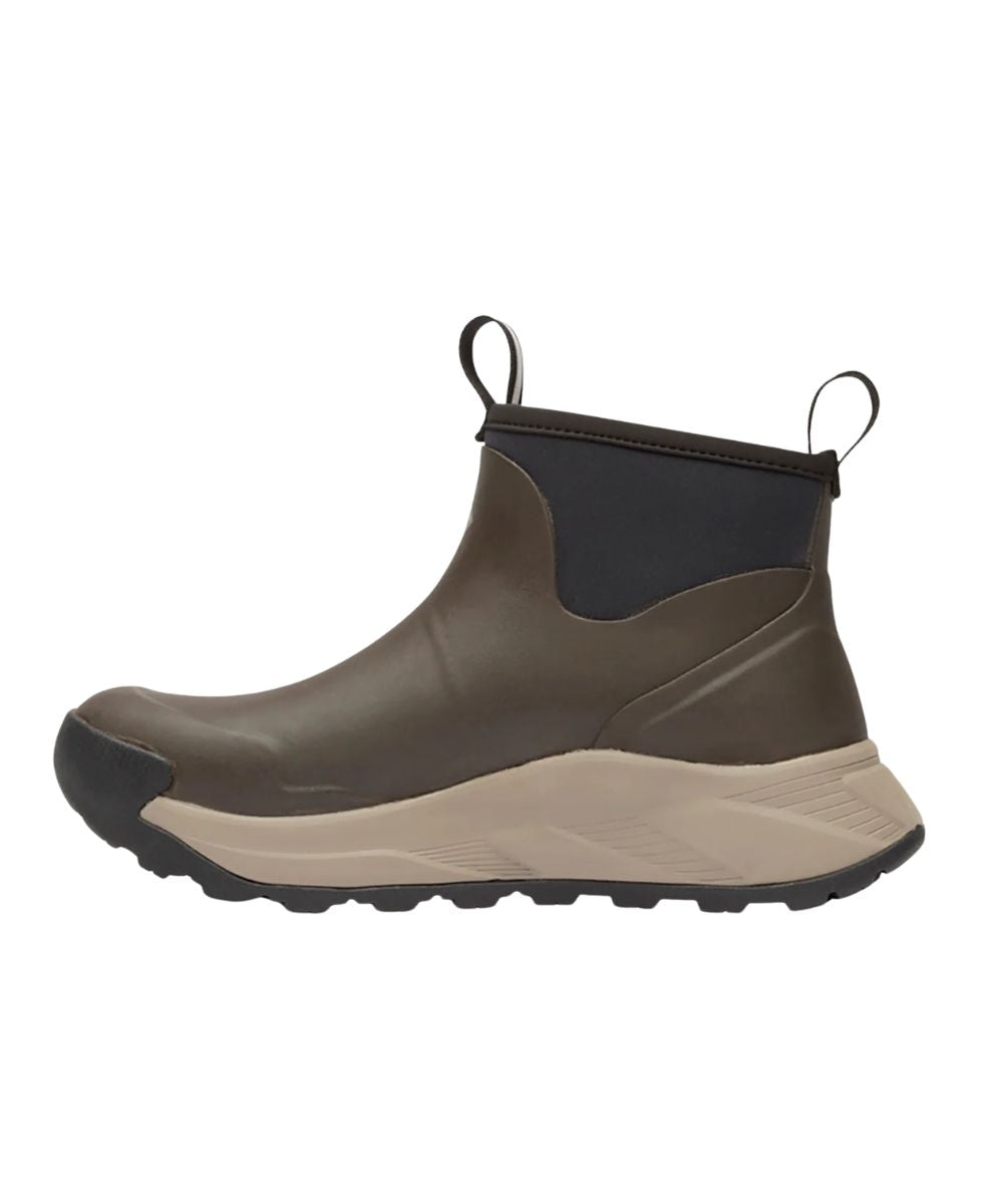 Left side view of the men's turkish coffee/brown 6" ankle boot featuring the pull tabs for an easy slip-on entry