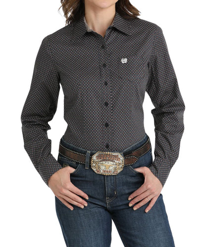 Cinch Women's Navy Geometric Button Down Shirt