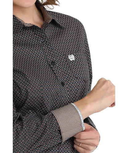 Cinch Women's Navy Geometric Button Down Shirt