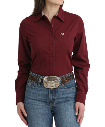 Cinch Women's Burgundy Button Down Shirt