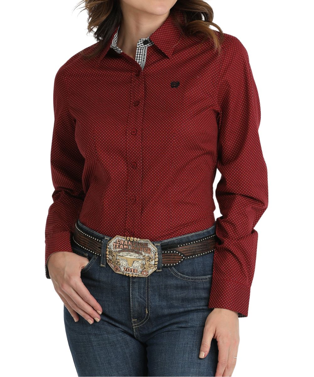 Cinch Women's Polka Dot Button Down Shirt