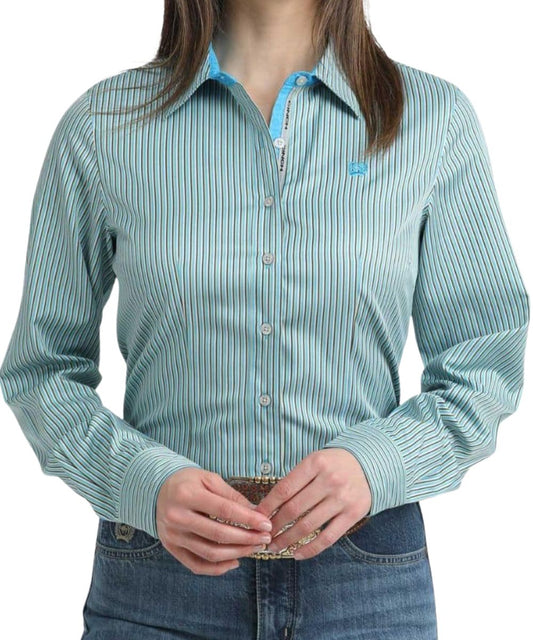 Cinch Women's Blue Stripe Button Down Shirt