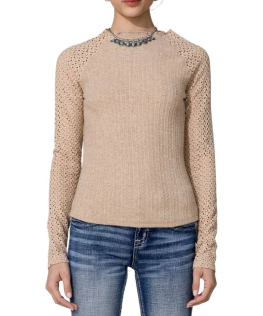 Miss Me Women's Mixed Media Knit Top