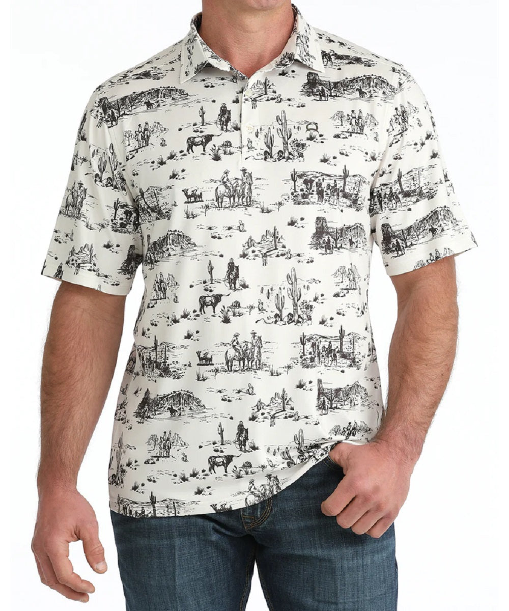 Cinch Men's Western Print ArenaFlex Polo Shirt
