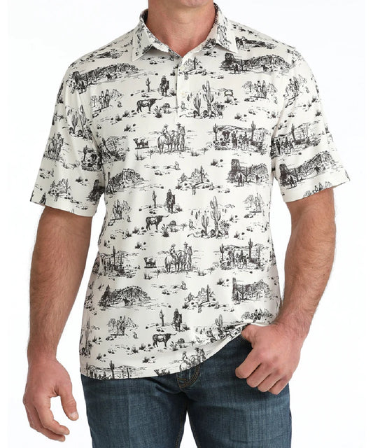 Cinch Men's Western Print ArenaFlex Polo Shirt