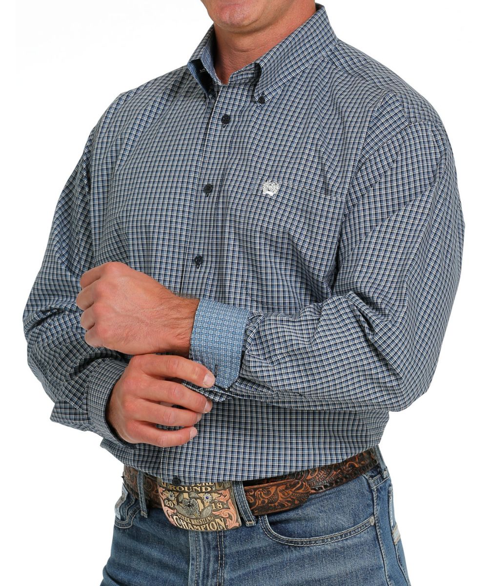 Cinch Men's Navy Plaid Button Down Shirt